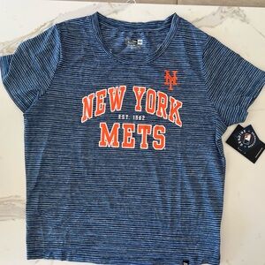 NY Mets Official Shirt Blue Stripes with logo